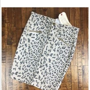 Current Elliott Leopard Denim pencil skirt